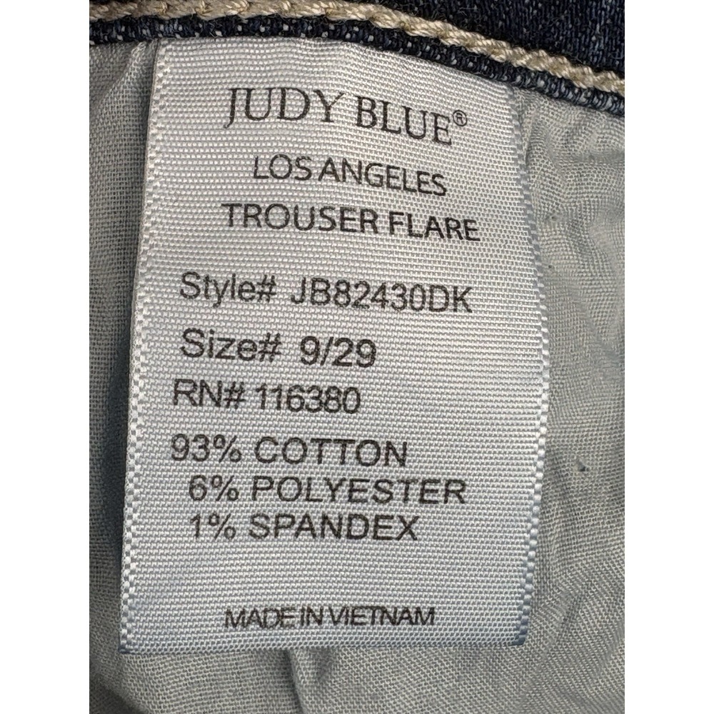 Judy Blue Trouser Flare Jeans Button Fly Dark Wash Women's 9/29 Stretch - Picture 10 of 12
